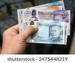 Banknotes featuring a portrait of King Charles III, first issued in June 2024 by Bank of England, UK