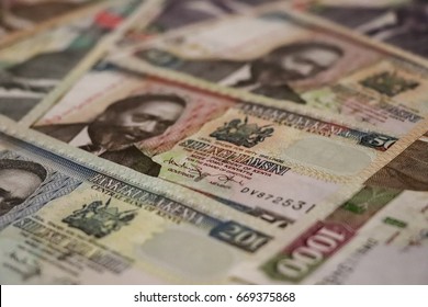 Banknotes Of Kenya Of Different Types And Years. World Paper Money For Background. National Paper Currency