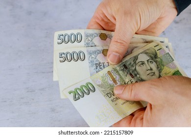 Banknotes with man count of Czech koruna CZK Czech Republic