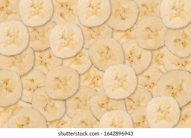 Bannana Fruit Slices Natural Juicy Background. Health Concept