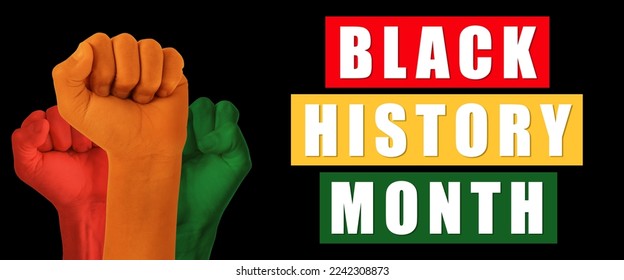 Banner for Black History Month with human fists - Shutterstock ID 2242308873