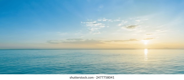 Banner clear Sunset with Blue sea and clouds sky nature background - Powered by Shutterstock