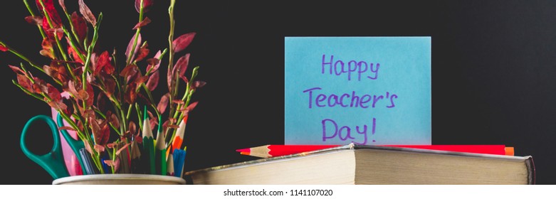 Banner Concept Teachers Day Objects On Stock Photo 1141107020 ...