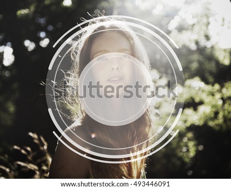 Similar – a girl with a white lily looking out the window