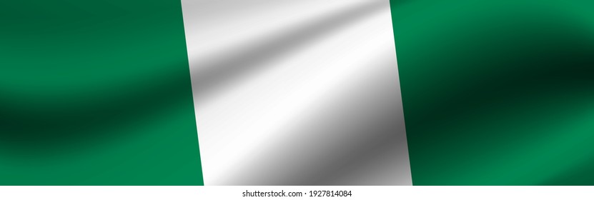 Banner with the flag of Nigeria. Fabric texture of the flag of Nigeria.