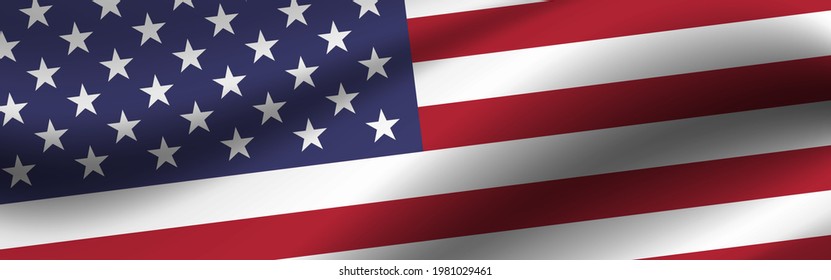 Banner with the flag of United States. Fabric texture of the flag of United States.