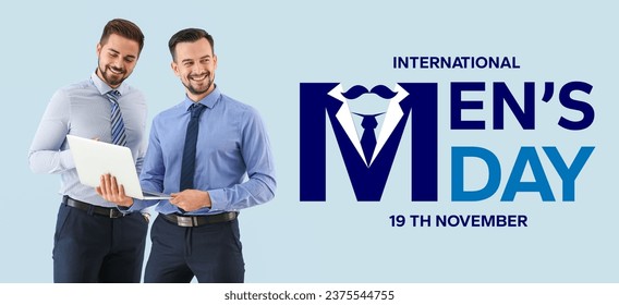 Banner for International Men's Day with young business colleagues