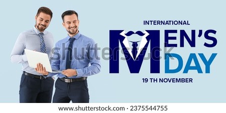 Banner for International Men's Day with young business colleagues