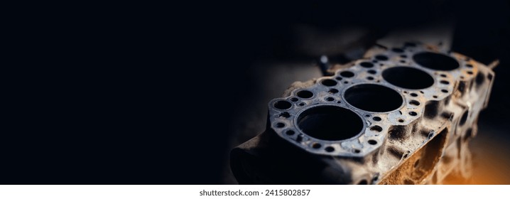 Banner Mechanic tools engineering equipment car auto repair shop with copy space. Blurred background mechanical service. Banner Heavy screw grungy rusted dirty object black background with copy space - Powered by Shutterstock