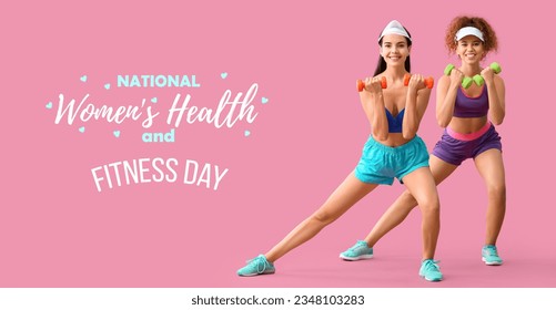 Banner for National Women's Health and Fitness Day with sporty women - Powered by Shutterstock