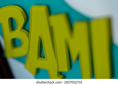 Banner Pop Art Explosion BAM Text With Green, Close-up