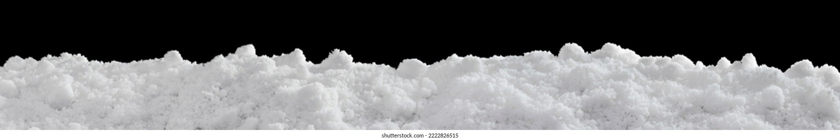 Banner of rough white snow isolated on black