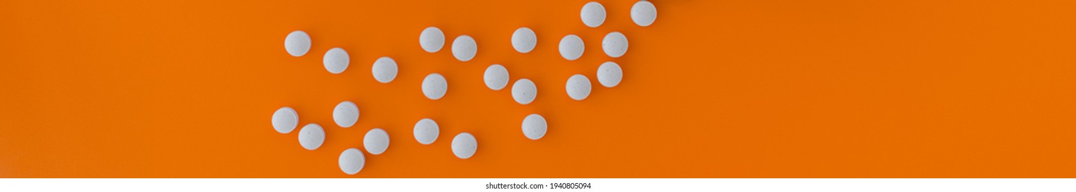 Banner. Topview Of Methyl Folate Tablets. Dietary Concept. Dietary Supplement Close-up