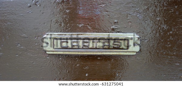 Banner Word Letters Spanish On Door Stock Photo Edit Now 631275041