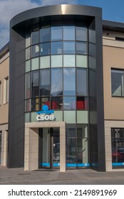 Banska Bystrica, Slovakia - April, 23, 2022 : CSOB bank branch. Československá obchodní banka, a.s. is one of the largest commercial banks operating in the Czech Republic.