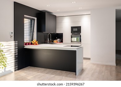 BANSKA BYSTRICA, SLOVAKIA - Mar 10, 2021: A Custom Fit Minimalistic Kitchen Interior Design 