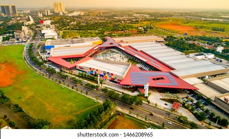 Banten / Indonesia - June 28, 2019: Aerial View Of Q-Big Bumi Serpong Damai (BSD City), Indonesia