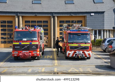 Bantry,Ireland - August 10, 2016: Fire Engine Answering An Emergency Call.