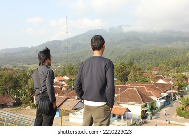 Banyumas, Indonesia - October 5, 2022 : A Photo Of An Asian Man Standing And Not Facing The Camera