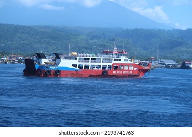 Banyuwangi, Indonesia - June 18 2022 : Ferry Boats On Bali Strait