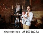 Baptism of newborn baby in Catholic church. Christian tradition and culture. Blessing of infant child. Christening of little kid. Family religion and faith.