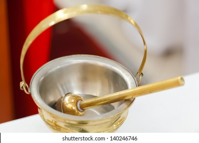 Baptismal objects - Holy Water Pot and Holy Water with Sprinkler