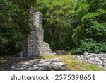 Baptistry Complex in Butrint Archaeological Park, Butrint National Park,Albania. UNESCO World Heritage Site. The caldarium or hot room of a Roman hypocaust heating system of an earlier Roman bathhouse