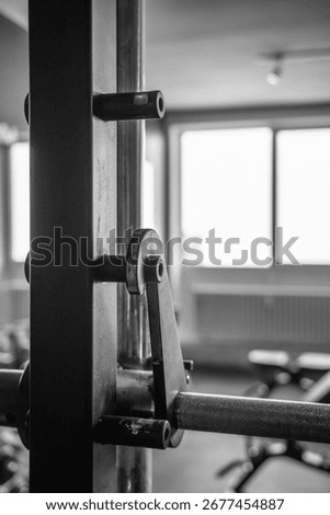 bar of barbell and smith machine in athletic gym