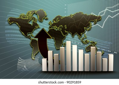 Bar chart with a map of the world