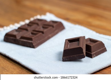 Bar Of Chocolate On A Blue Tea Towel