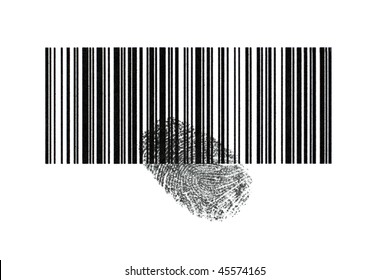 With a bar code can be identified things and be identified with a fingerprint people. - Powered by Shutterstock - Get 15% off with code: PIKWIZARD15