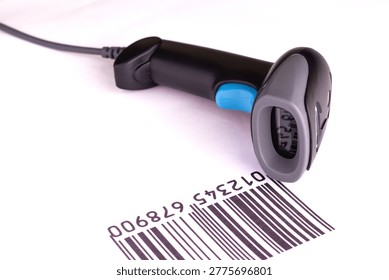 Bar code scanner with the bar code isolated on the white backgro