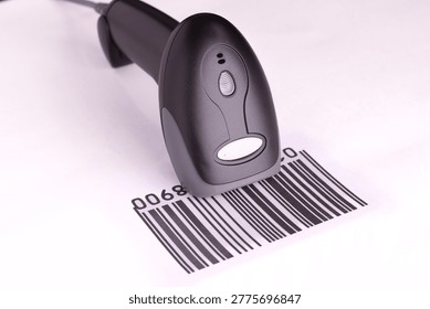 Bar code scanner with the bar code isolated on the white backgro