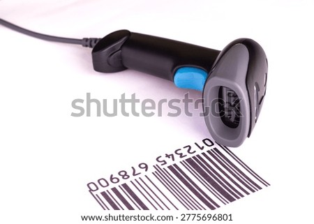 Bar code scanner with the bar code isolated on the white backgro