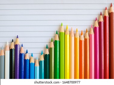 Bar graph formed from colored pencils showing fluctuations with a general uptrend - Powered by Shutterstock