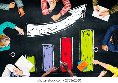 Bar Graph Growth Moving Up Improvement Concept