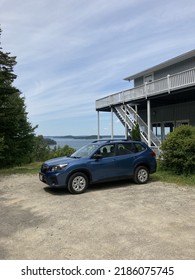 Bar Harbor, Maine - April 9, 2019 : Subaru Forester 2019 Test Drive On Acadia National Park In Maine.