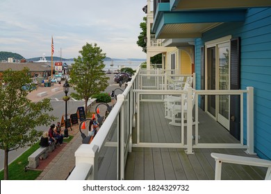 BAR HARBOR, ME -9 AUG 2020- View Of The West Street Hotel, A Boutique Hotel Managed By Opal On The Waterfront In Bar Harbor, Mount Desert Island, Maine, United States.