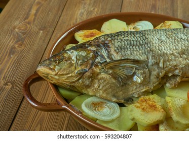 Bar A La Monegasque Sea Bass Baked Potatoes