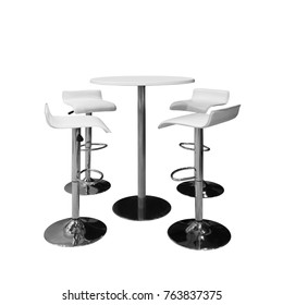 bar or office chairs and round table isolated on white background