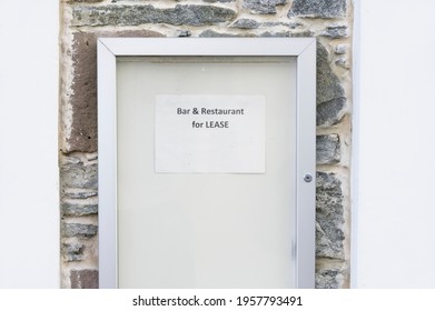 Bar And Restaurant For Lease Sign Due To Closed Business