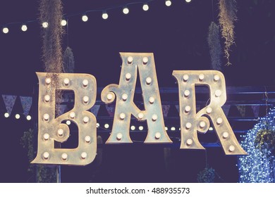 Bar Signage Lights Decoration Outdoor Event Retro Type Design