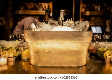 Bar stock: shakers in an ice bucket