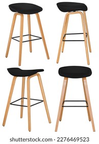 Bar stool. Interior element. Isolated from the background. From different angles - Shutterstock ID 2276469523