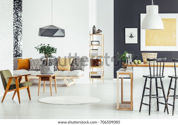 Bar Stool Kitchen Countertop Multifunctional Interior Stock Image