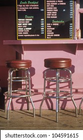 Bar Stools At An Outdoor Hamburger Stand, Los Angeles, CA