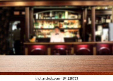 Bar With Waiter And Brown Free Top 