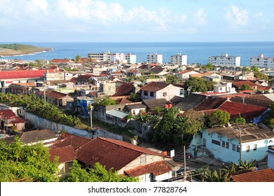 Baracoa, Cuba - aerial view of the town and the sea - Shutterstock ID 77828764