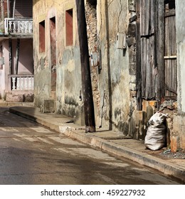 Baracoa, Cuba - Colonial Architecture. Poor Street In Cuba.