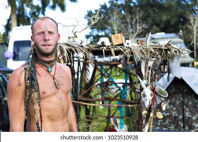 Barao De Sao Joao,  Algarve Province, Portugal - Jan 28, 2018: Hippy Man With Dreadlocks At The Flea Market, Aka Gypsy Market.